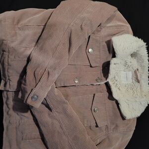 Thread & Supply Blush Corduroy Jacket with Cream Sherpa Collar